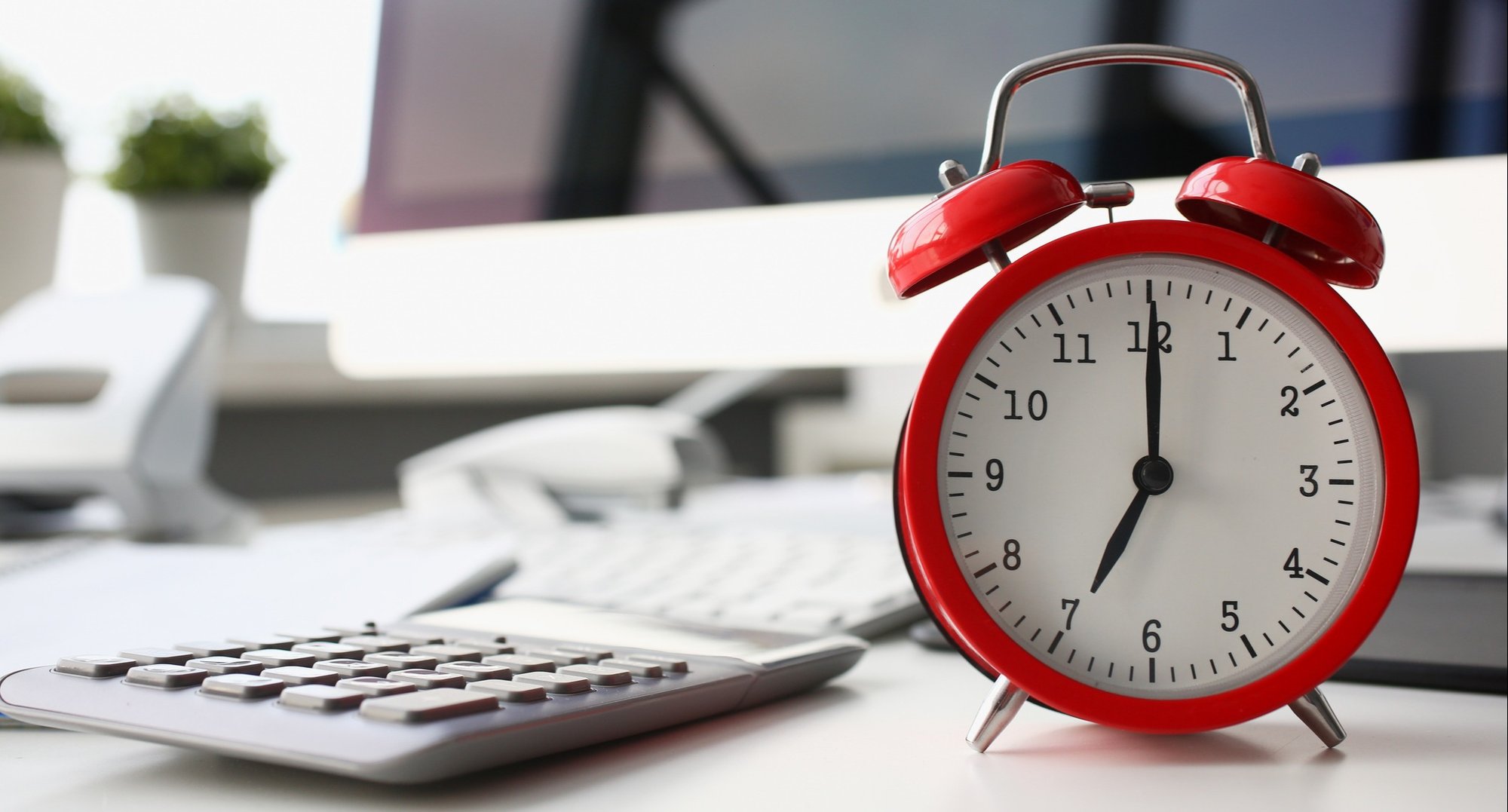 A clock and a calculator.